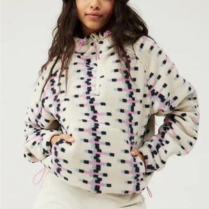 Outdoor Voices Comfy Cozy Soft Primofleece Quarter Zip Hoodie Ecru Blizzard 3X